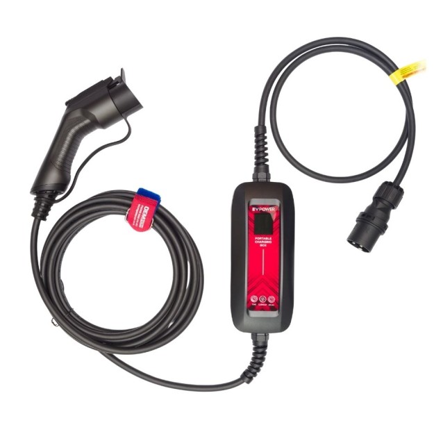 EV Power Type 1 Premium 16 Amp with 6mA DC Filter (RCD type B function) Charging Cable, Delayed Start, LCD screen, 'caravan' plug