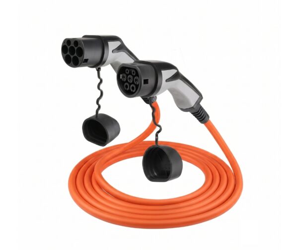 Type 2 to Type 2 Lead (3P/1P 22kW/32A) with charging light 5m (Hi vis orange cable)