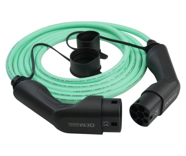 Type 2 to Type 2 Lead, 1P, 5m (Aqua)