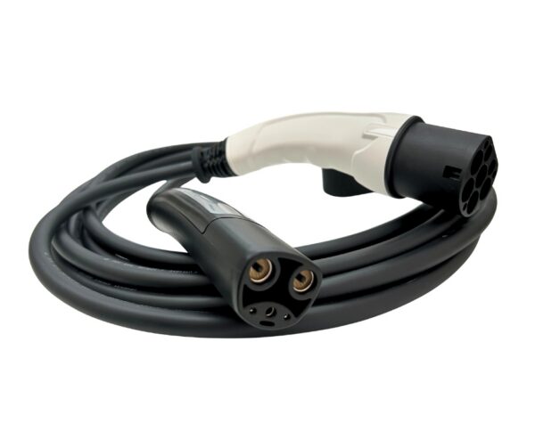 Type 2 to Tesla (ex-Japan/NACS) 32A/7 kW Lead 7m (white handle/black cable)