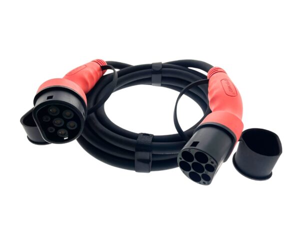 Type 2 to Type 2 Lead, 5m, 32 Amp, 22kW, 1 or 3 phase (papaya)